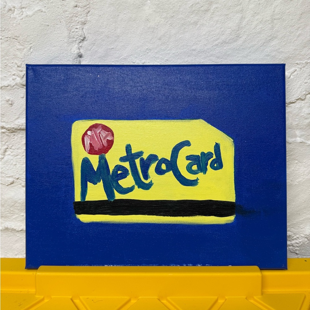 Blue and Yellow MetroCard Art Painting